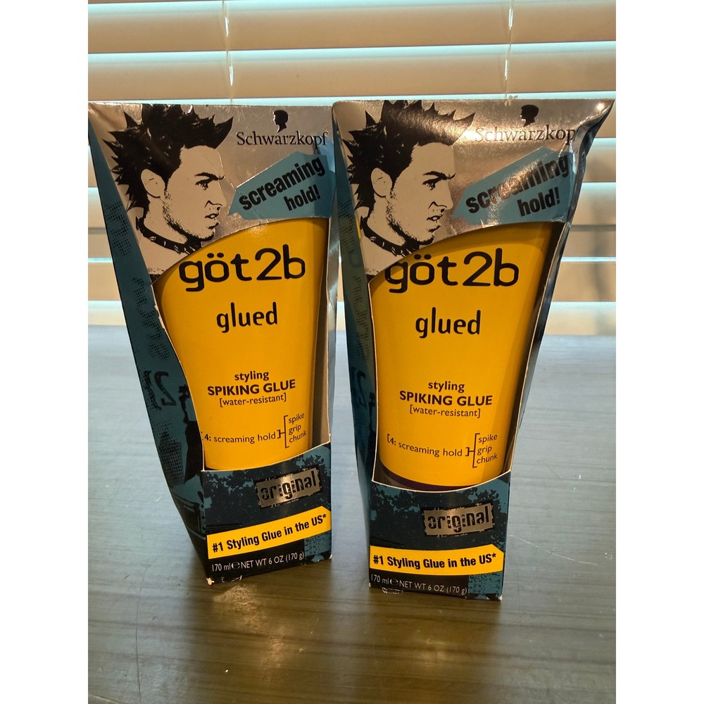 2 Pack Schwarzkopf got2b Glued Styling Spiking Glue 6oz Water Resistant Original